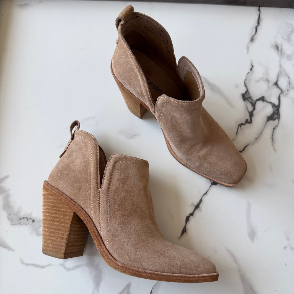 Jeffrey Campbell Beige Suede Square Toe Booties Size 7.5